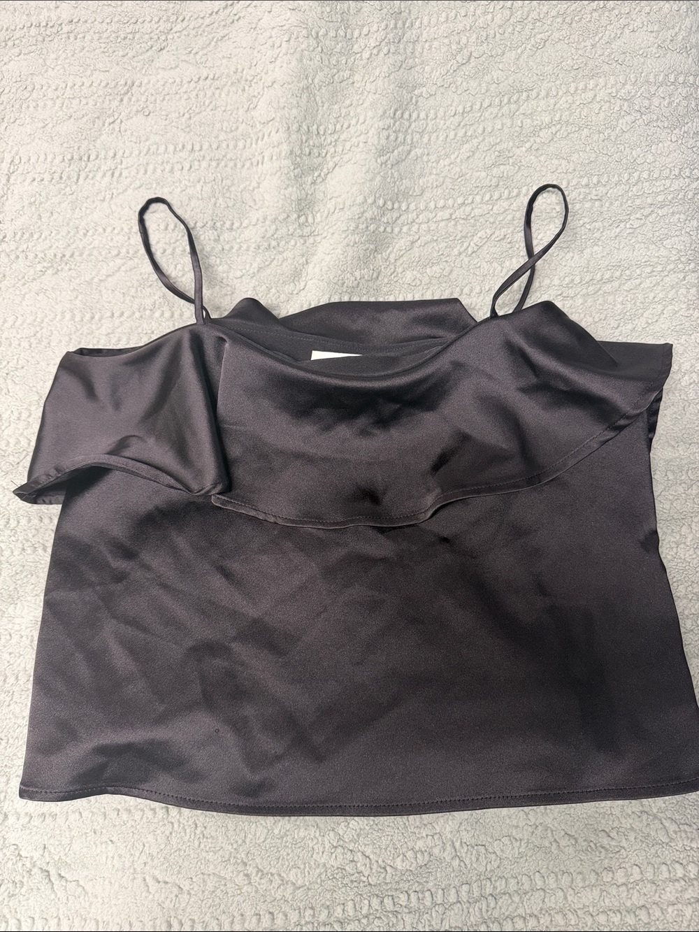 Sincerely Jules Black Satin Ruffle Cami